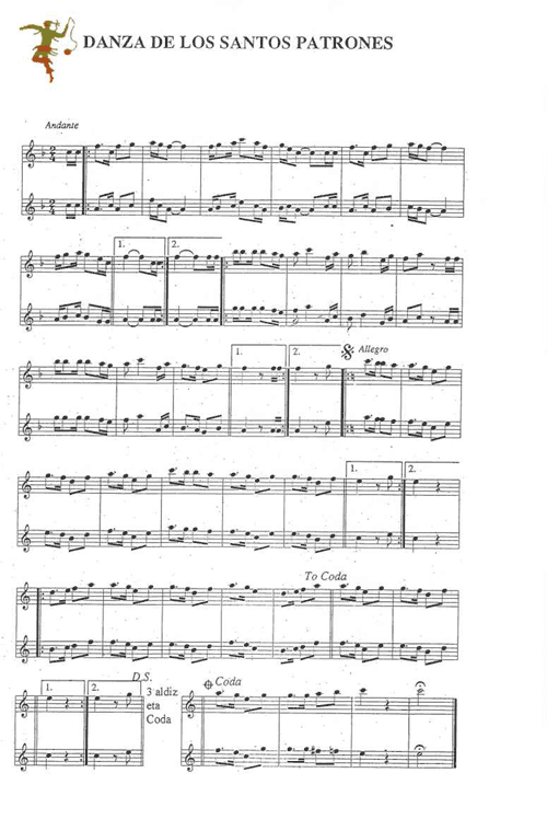 partitura danza de los santos patrones